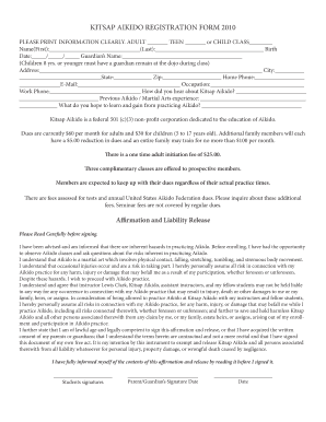 KITSAP AIKIDO REGISTRATION FORM Kitsapaikido