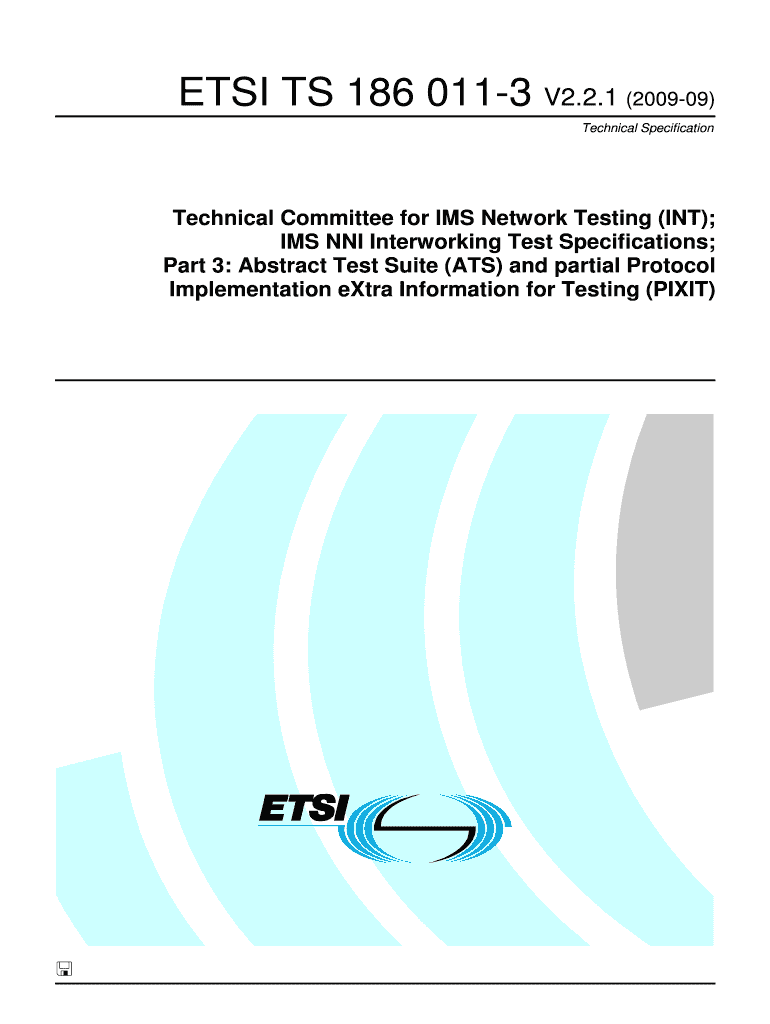 TS 186 011 3 V2 2 1 Technical Committee for IMS Network ETSI Etsi  Form