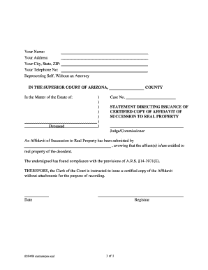 Affidavit of Succession  Form