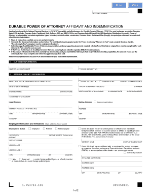 DurabLe Power of Attorney AffIdavIt and INdemNIfIcatIoN  Form