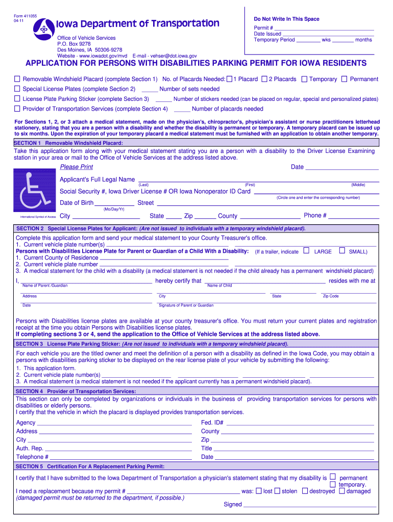  Iowa Dmv Form 411055 2011-2024