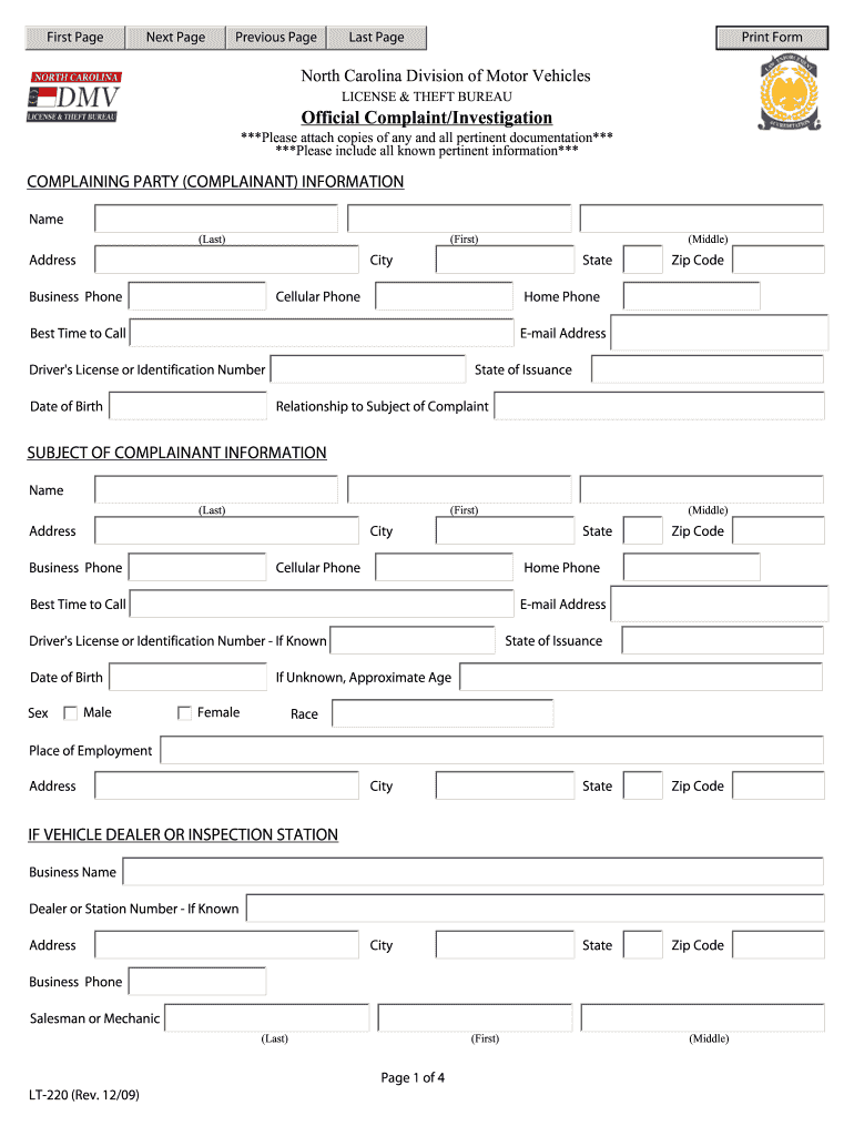 Ncdmvlt220  Form