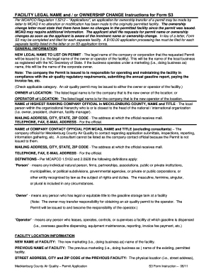 FACILITY LEGAL NAME and or OWNERSHIP CHANGE Instructions for Form S3 Charmeck