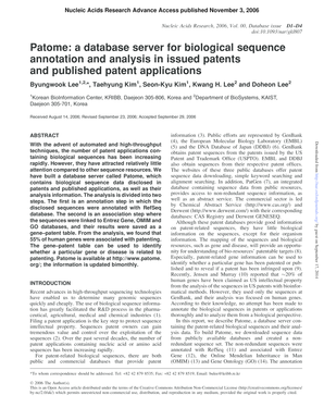 Patome a Database Server for Biological Sequence Annotation and Nar Oxfordjournals  Form