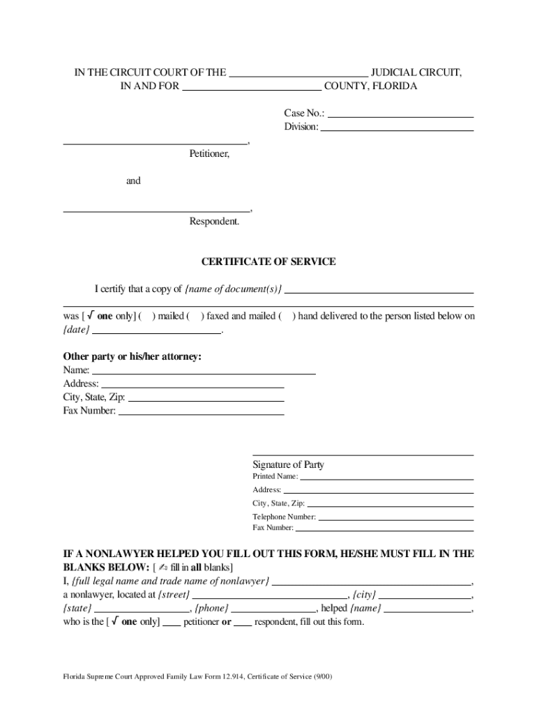 Images of Return of Service for Southern District Court of Florida  Form