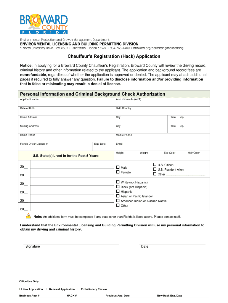 Hack License  Form