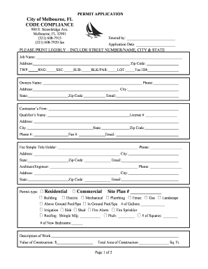 City of Melbourne Building Department  Form