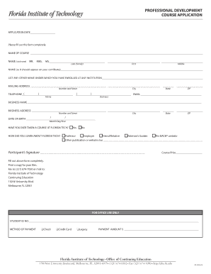 PROFESSIONAL DEVELOPMENT COURSE APPLICATION Fit  Form