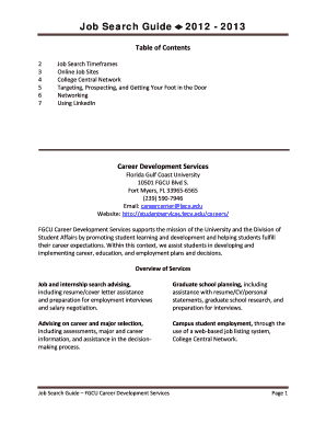 Job Search Guide Studentservices Fgcu  Form