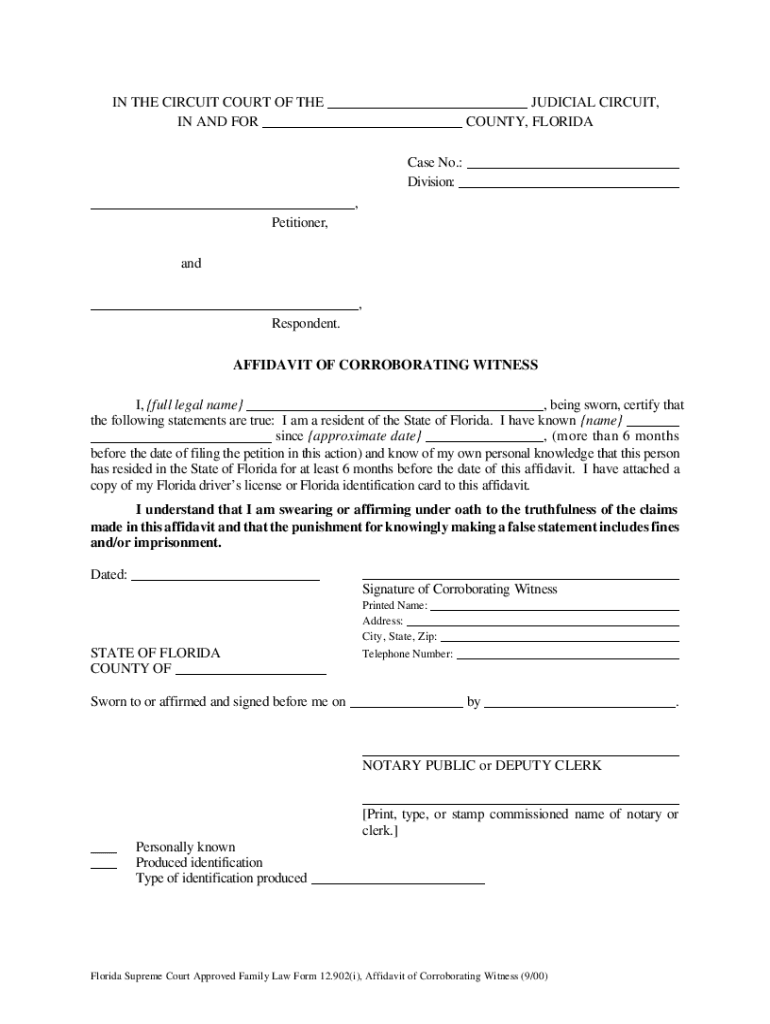  Affidavit Form 2000