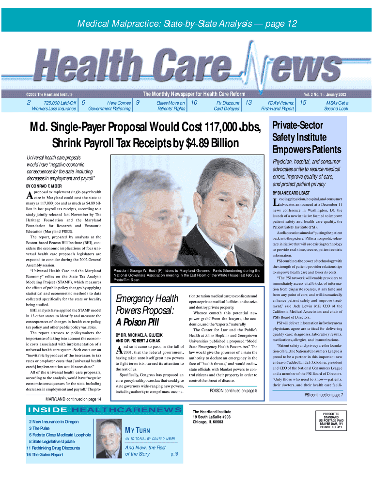 Md Single Payer Proposal Would Cost 117000 Heartland Institute Heartland  Form