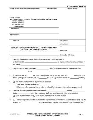 FM 1067 the Superior Court of California, County of Santa Clara Scscourt  Form