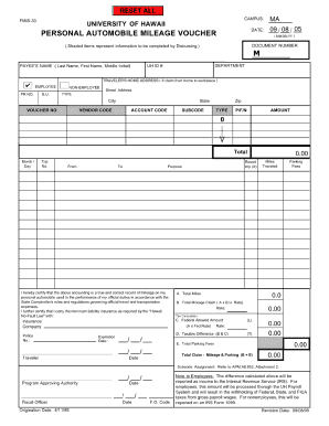 Fmis 33 Mileage Form