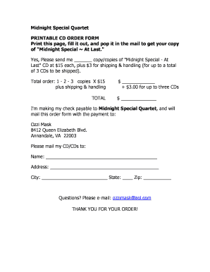 Midnight Special Quartet PRINTABLE CD ORDER FORM Print This