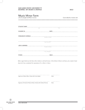 Music Minor Form Sjsu