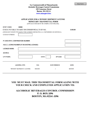 Winery Shipment License Mass Gov Mass  Form