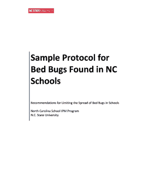 Bed Bug Protocol for NC Schools DOC Controlling Bed Bugs in Schools Schoolipm Ncsu  Form
