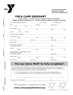 Ymca Camp Eberhart Health Form