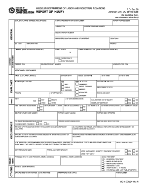 Report of Injury WC 1 EDI Missouri Department of Labor Labor Mo  Form