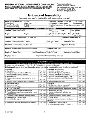 Evidence of Insurability  Form