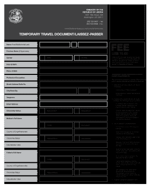 Travel Document Laissez Passer  Form