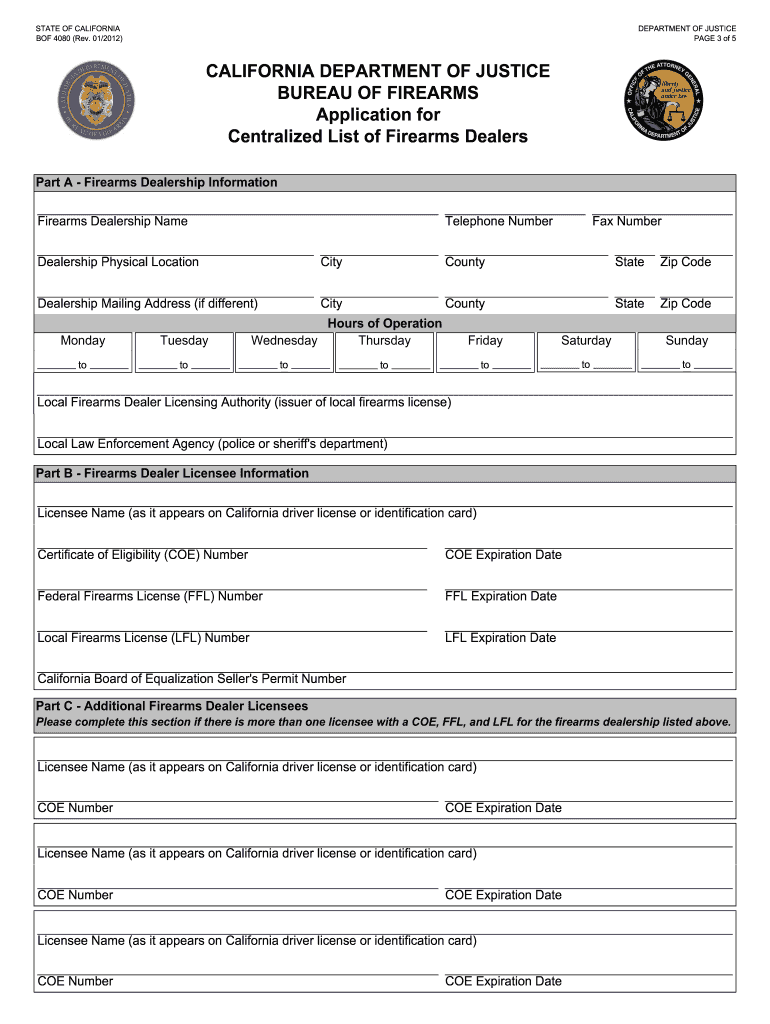  California Doj Family Gun Transfer Form 2012-2024