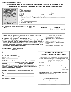 School Exemption Form