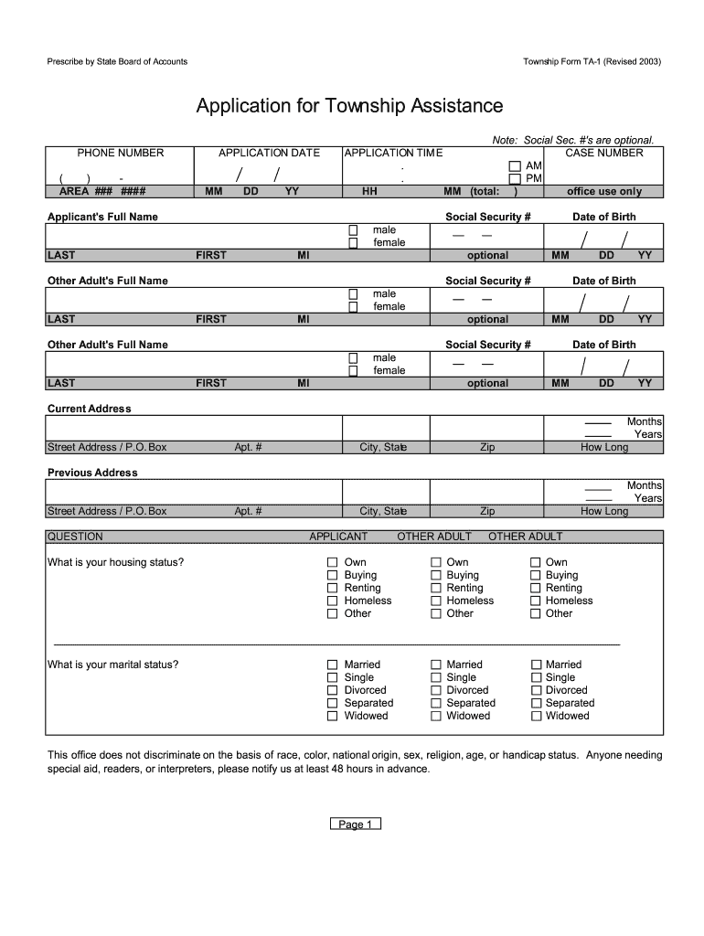  Indiana Township Application Assistance 2003-2024