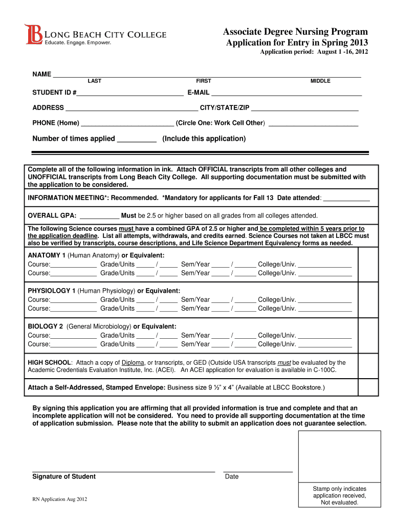 Printable College Applications 20122024 Form Fill Out and Sign