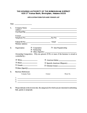 Birmingham Housing Authority Section 8 Application  Form