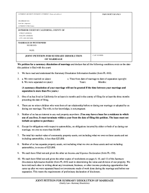 Dissolution of Marriage  Form