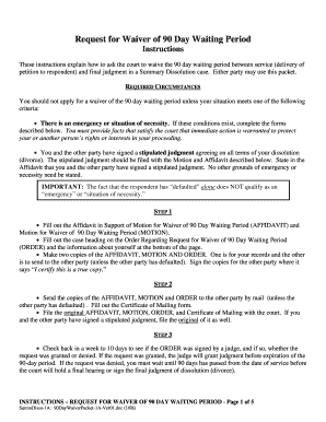 Request for Waiver of 90 Day Waiting Period Form