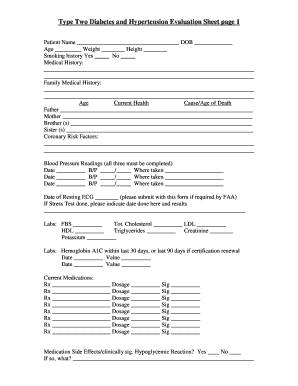 Blood Pressure Worksheet  Form