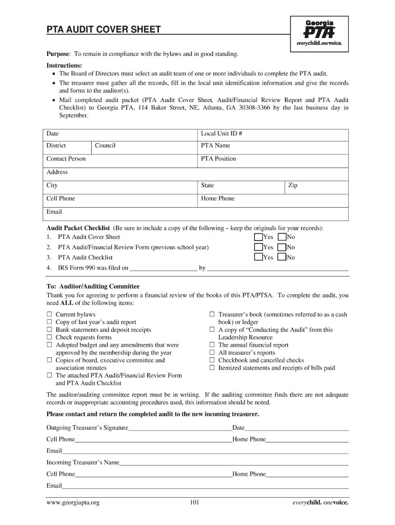 Georgia Pta Audit  Form