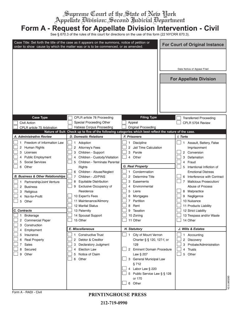 Radi Appellate Division Second Department  Form