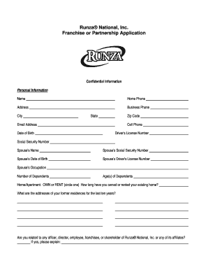 Runza Application  Form