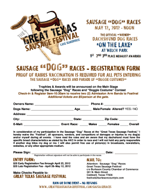 SAUSAGE DOG Races REGISTRATION FORM