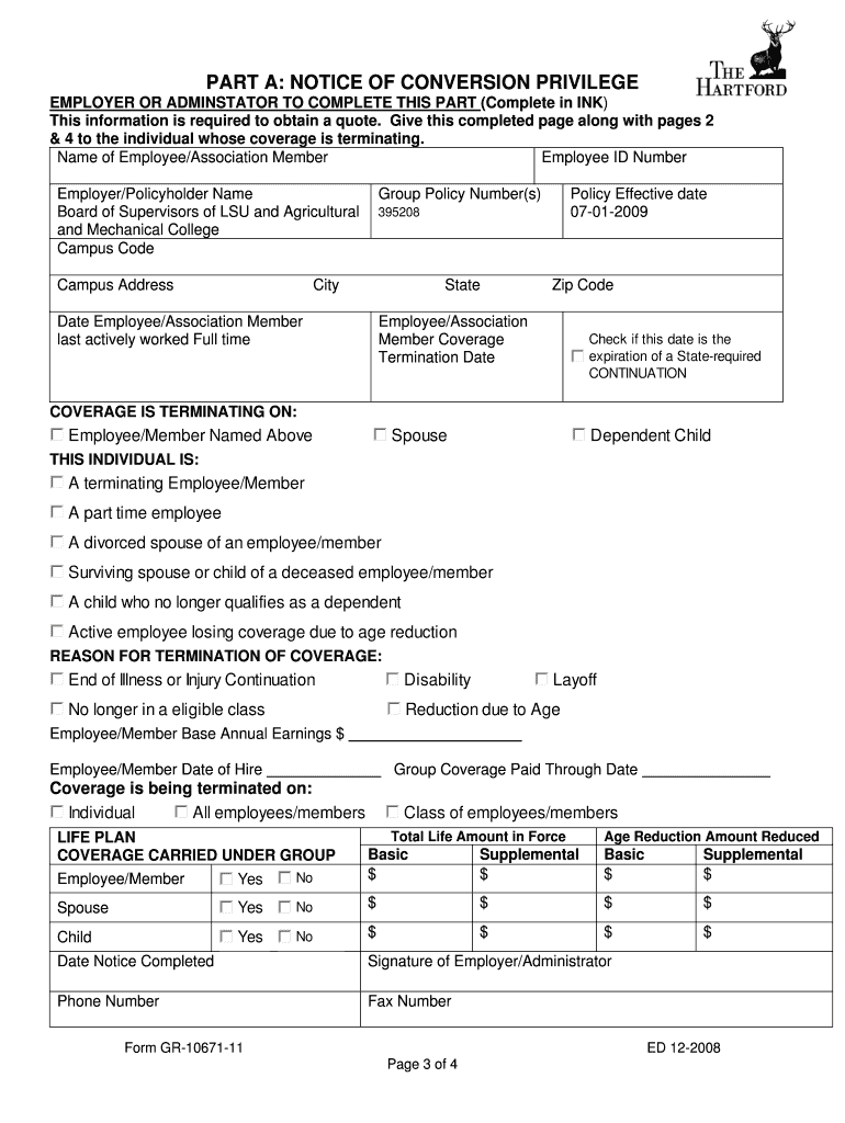 NOTICE of CONVERSION PRIVILEGE  Form