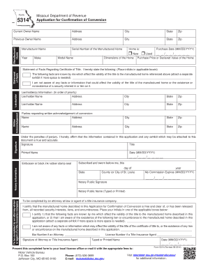  Application for Confirmation of Conversion Form 5314 2011