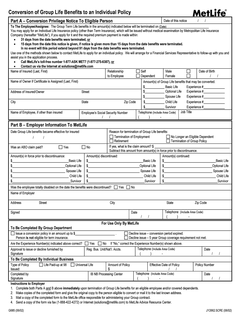 Conversion of Group Life Benefits to an JHU Benefits Site Benefits Jhu  Form