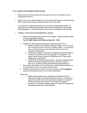 CELL PHONE CONVERSION PROCEDURES Refer to the Use of Fresnostate  Form