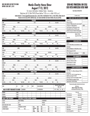 Entry Form Menlo Charity Horse Show