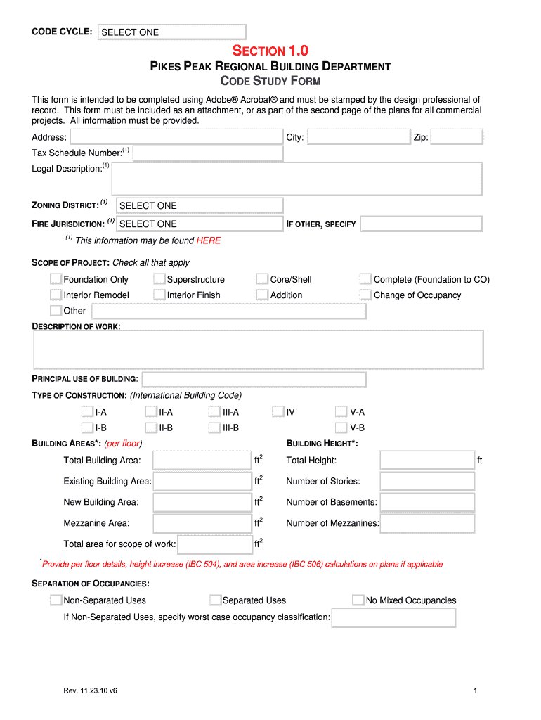 Get and Sign Pikes Peak Building Department Form 2010
