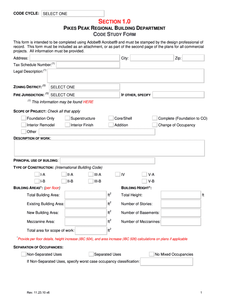  Pikes Peak Building Department Form 2010