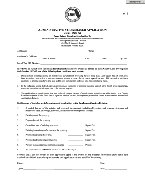 Administrative Streamlined Application LeonPermits Org Leoncountyfl  Form