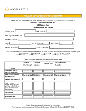 Product Return Form