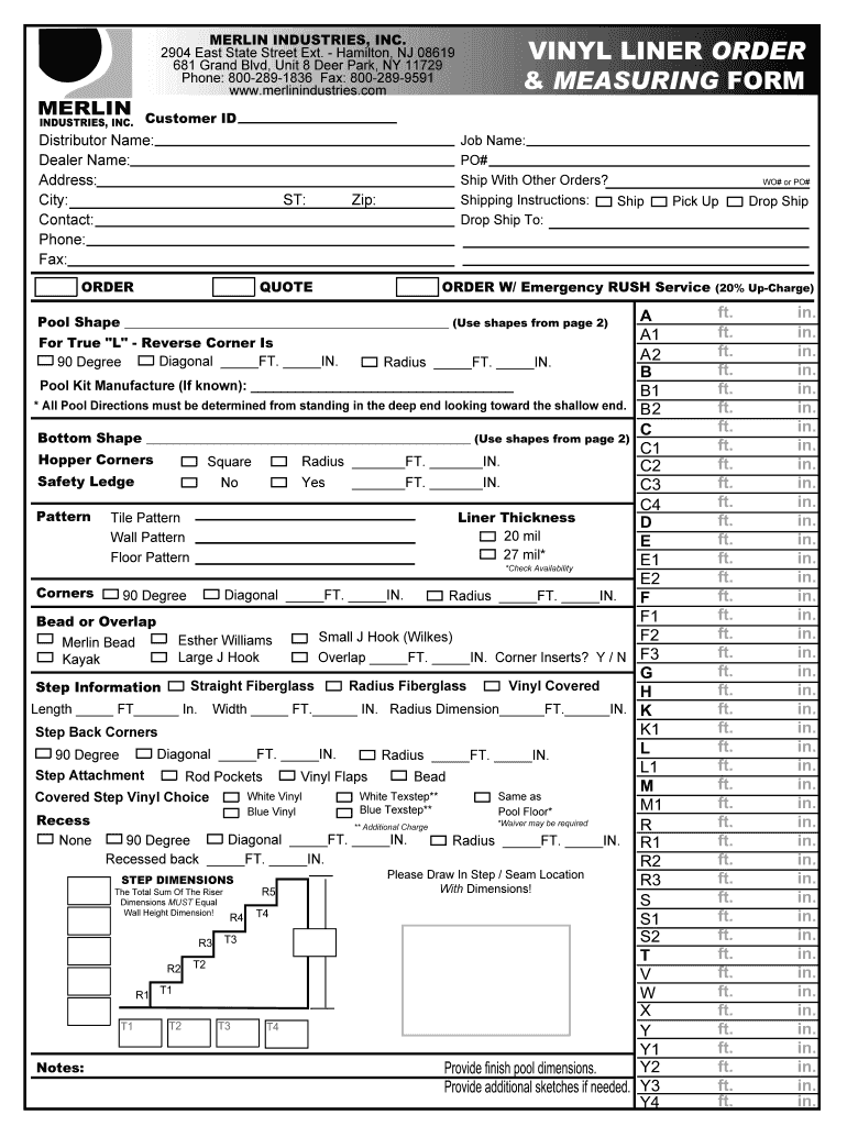 Liner Order Form