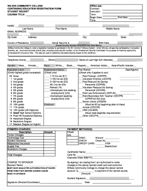 College Receipt  Form