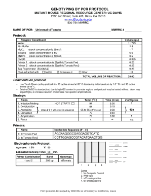 Tdtomato Universal Genotyping Primer Form