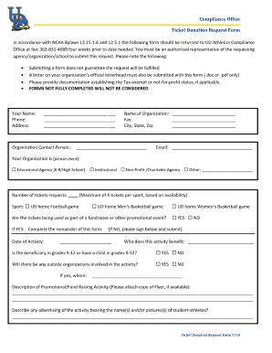 University of Delaware Donation Request Form